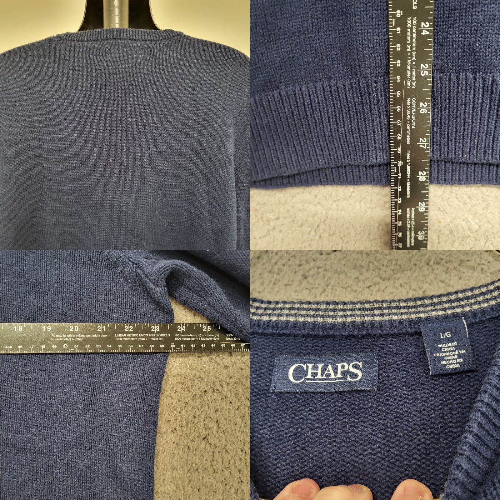 Chaps Chaps Sweater Men’s Large Navy Blue Tight-Knit Pullover Logo Golf Preppy Crew Neck” Size US L / EU 52-54 / 3 - 8 Thumbnail