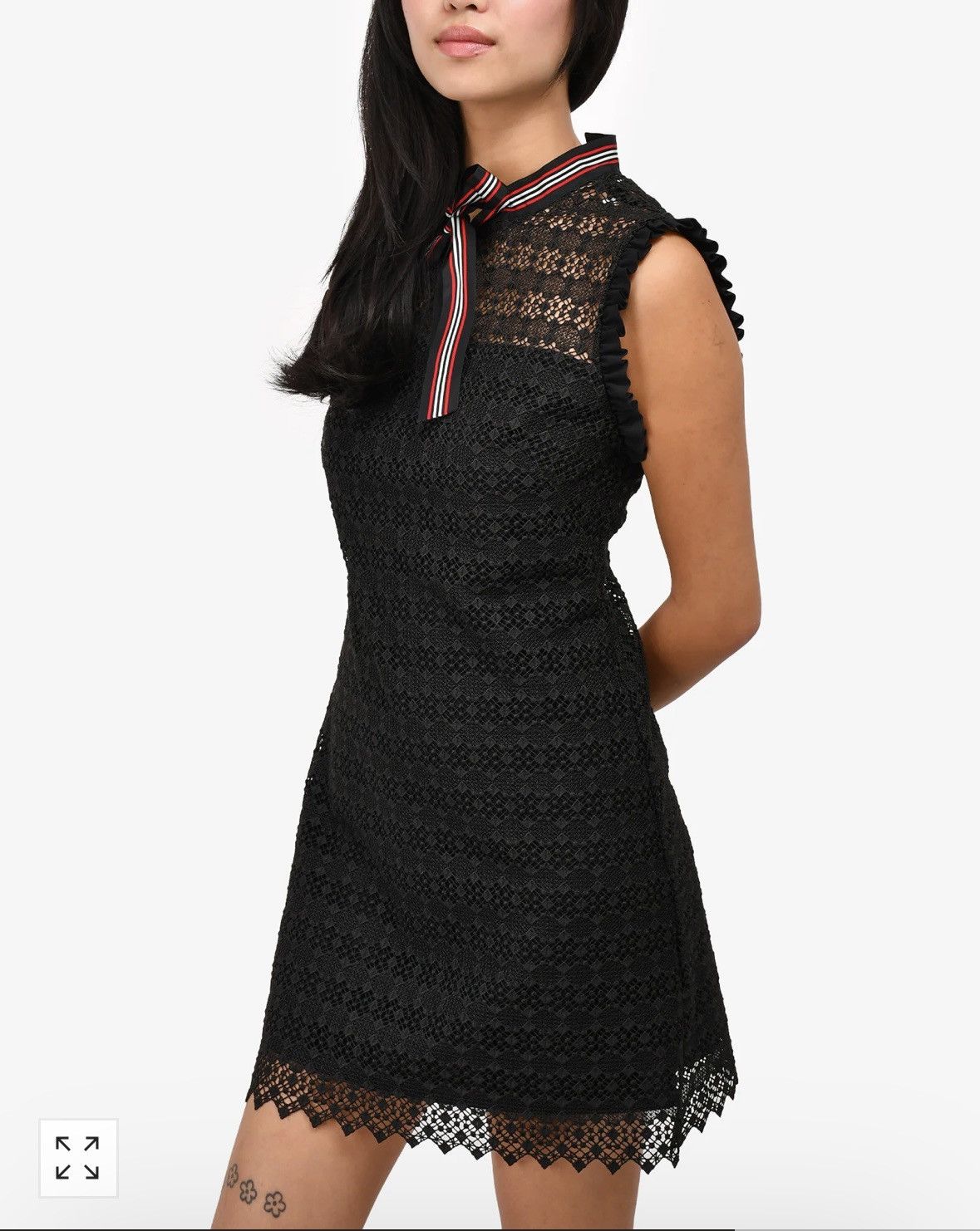 Sandro Sandro Fidèle Tie-Neck Lace Mini dress Size S / US 4 / IT 40 - 10 Thumbnail