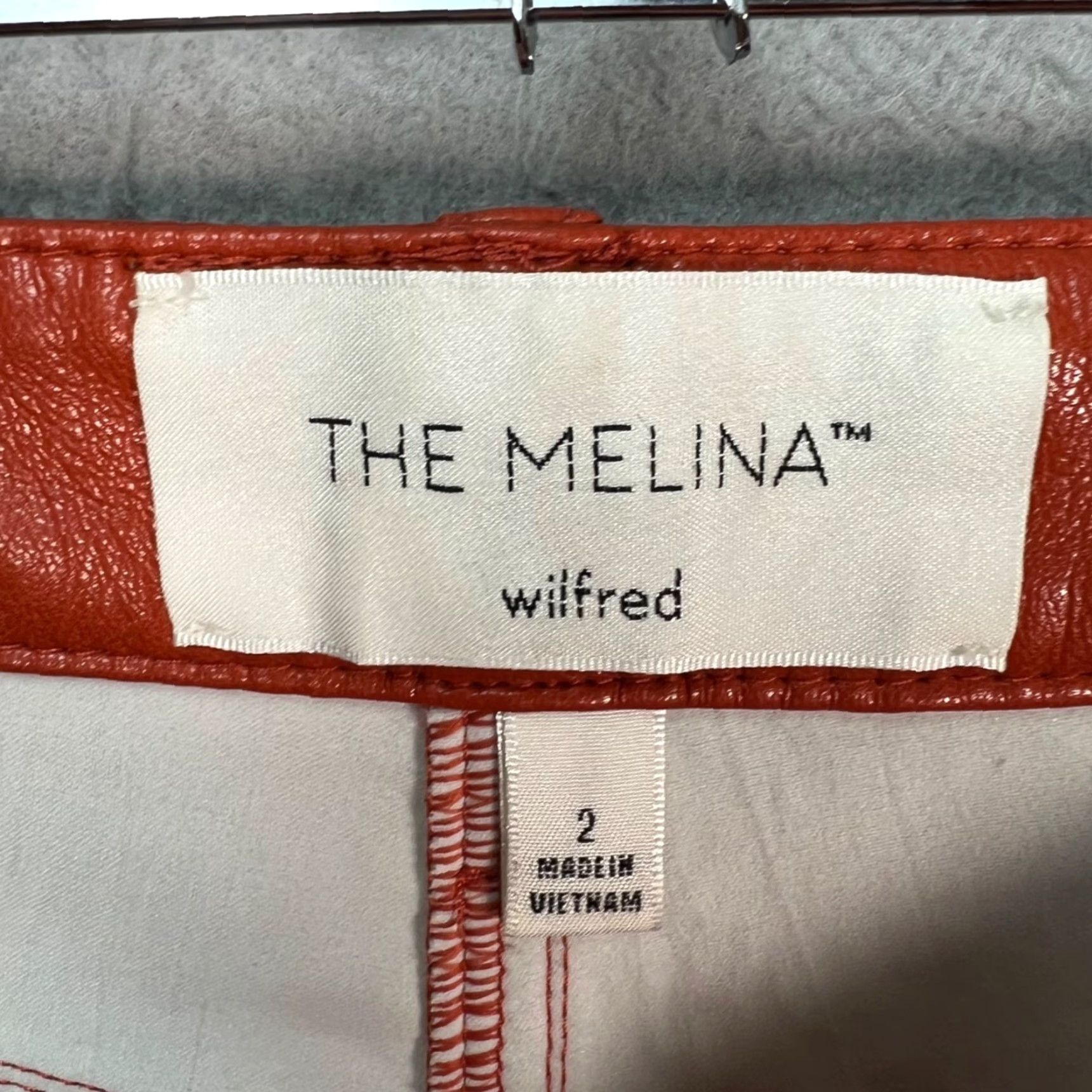 Vintage Wilfred The Melina High-Waisted Faux Leather Pants Orange Womens Size 2 Size 26" / US 2 / IT 38 - 3 Thumbnail