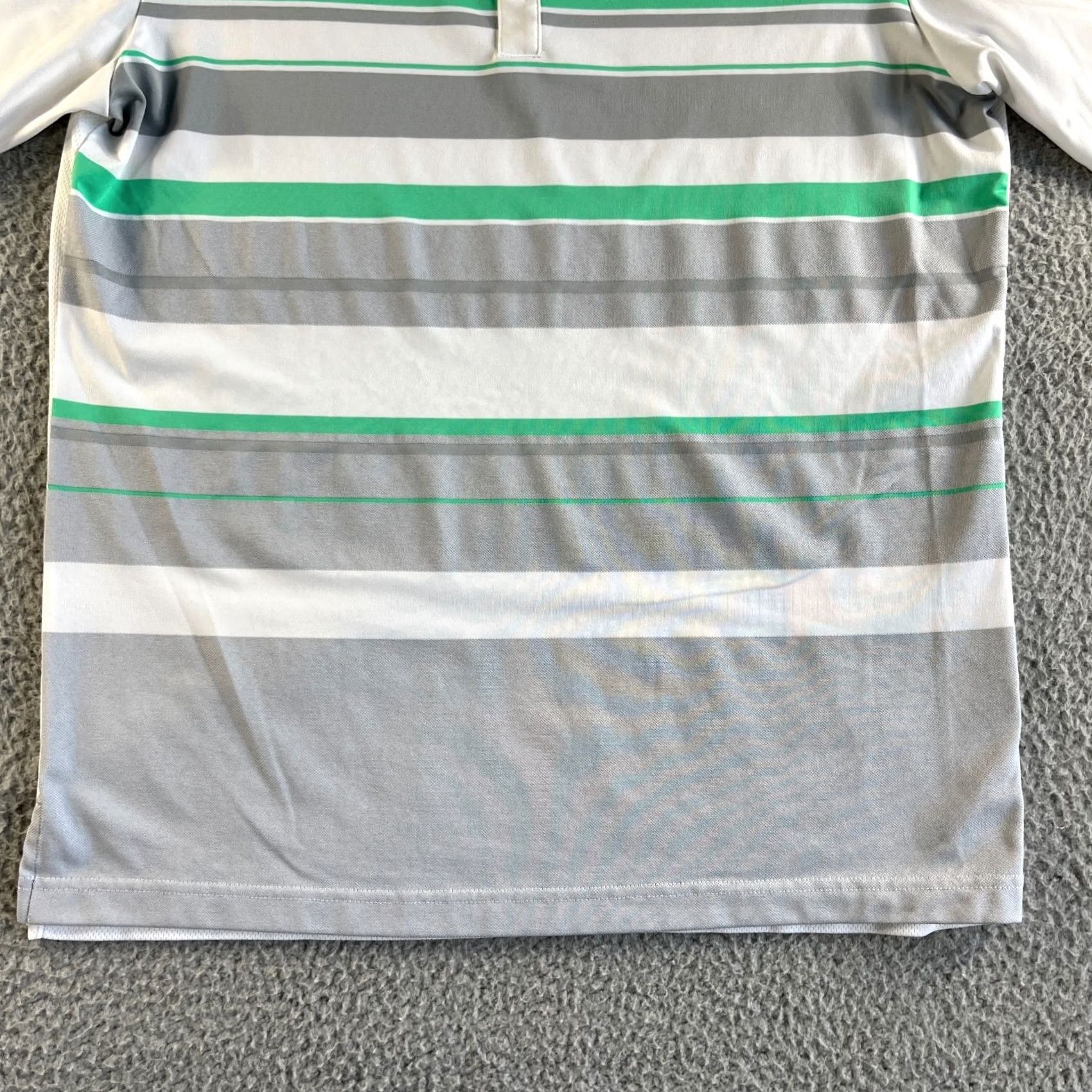 Adidas Adidas Polo Shirt Mens Medium White Gray Green Striped Climacool Golf Stretch Shirt Size US M / EU 48-50 / 2 - 5 Thumbnail