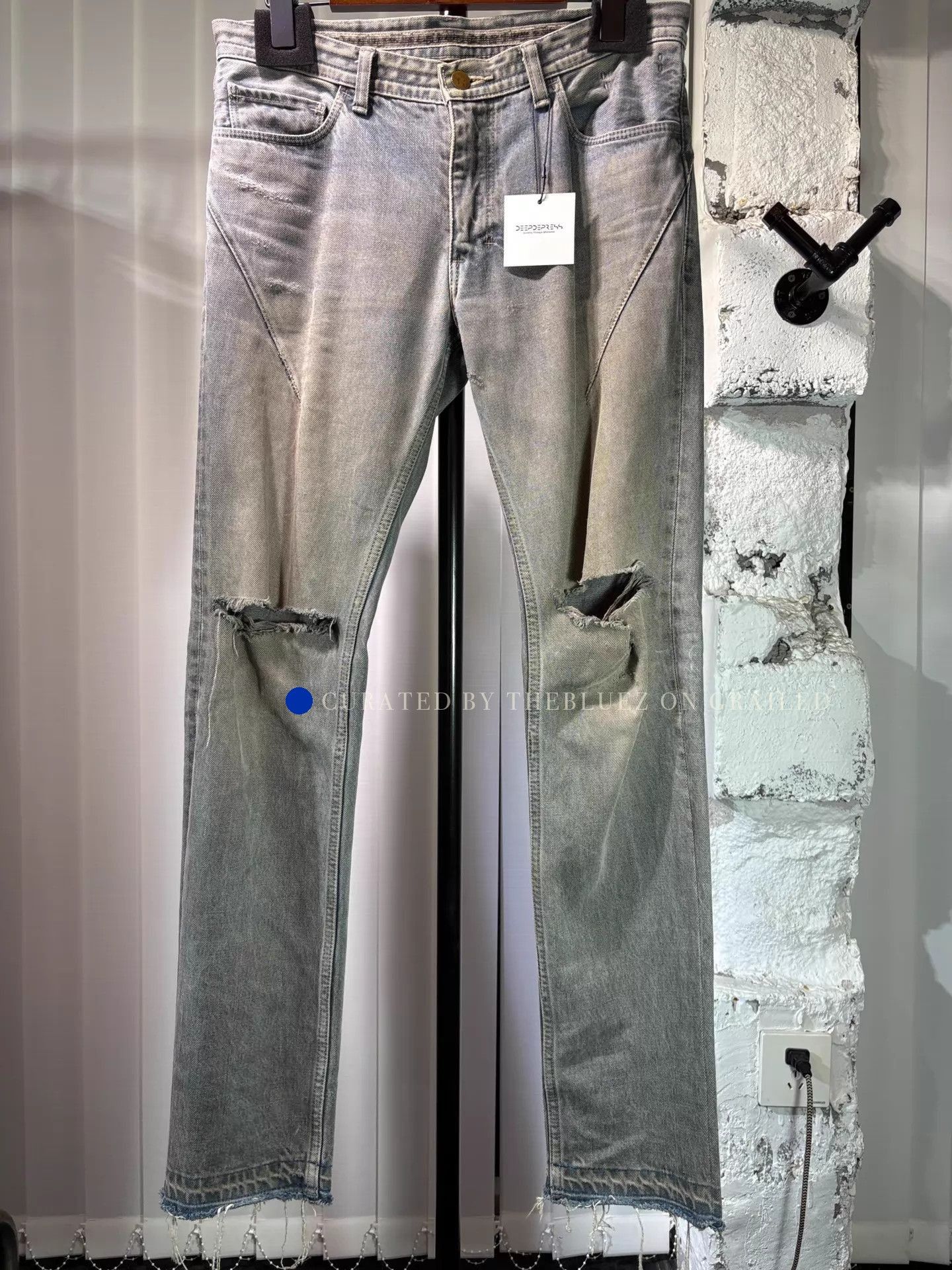 Number (N)ine Distressed Mud-Dyed Skinny Jeans Size US 34 / EU 50 - 1 Thumbnail