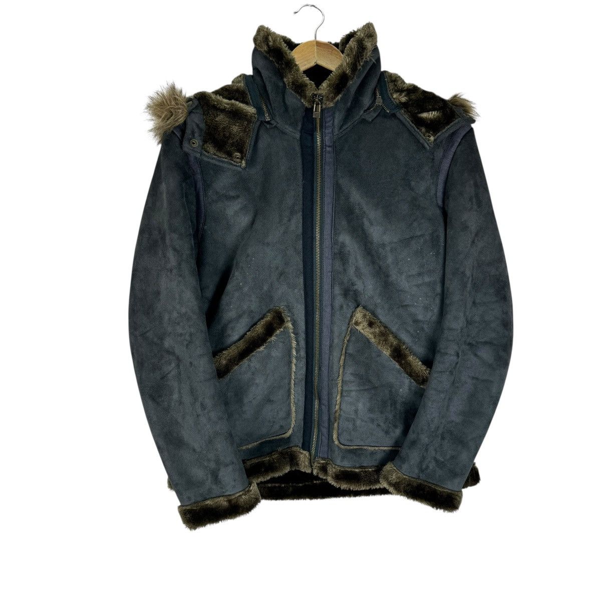 If Six Was Nine ☀️OILCAKE SYNTHETIC LEATHER FUR HOODIE JACKET Size M / US 6-8 / IT 42-44 - 2 Thumbnail