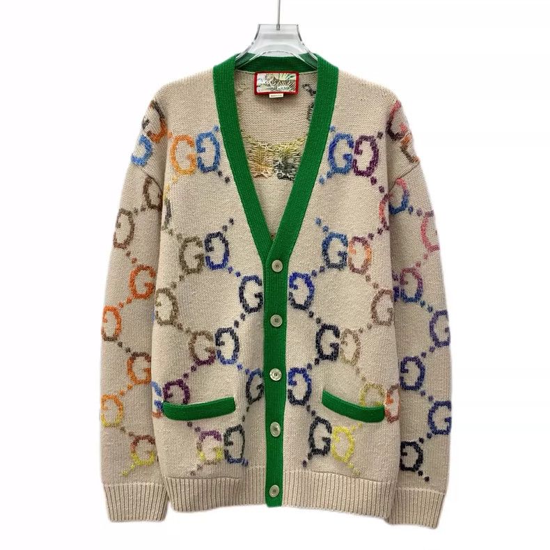 Gucci Gucci Colorful Logo Wool V-Neck Cardigan Sweater- DMC | Grailed