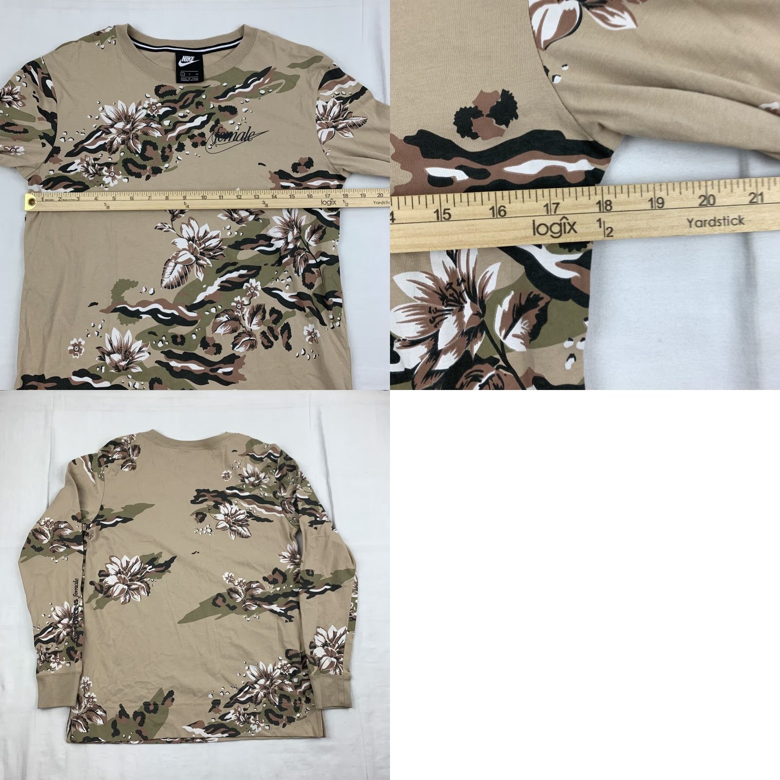 Nike Nike Womens Long Sleeve Shirt S Brown Floral The Force Is Female Sports Size S / US 4 / IT 40 - 8 Thumbnail