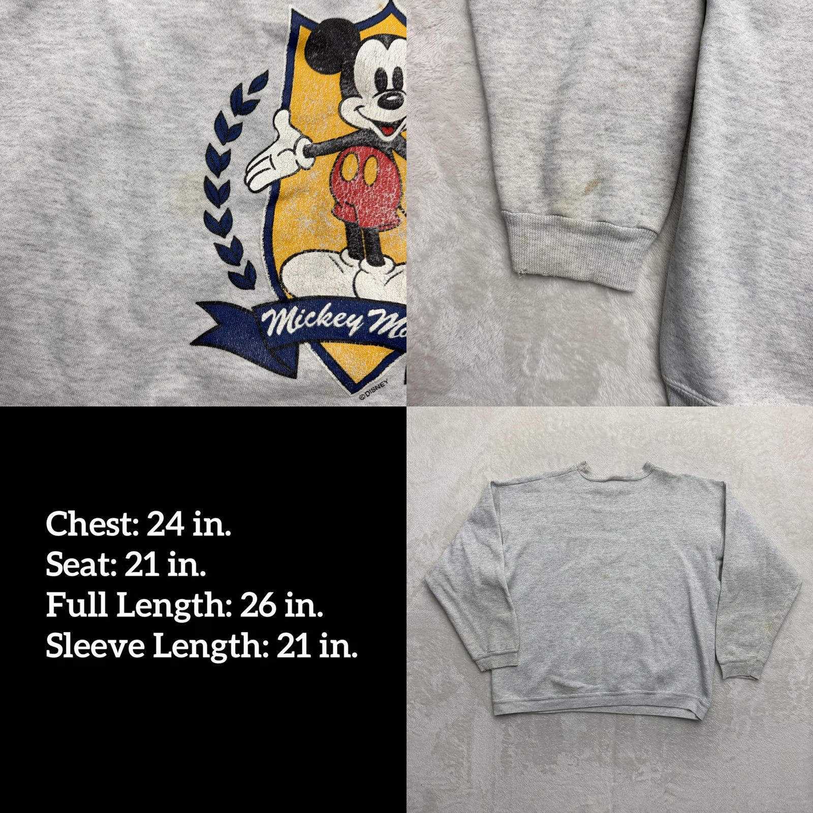 Hanes VINTAGE Hanes Mickey Mouse Sweatshirt Mens XL Gray Graphic Fleece USA Size US XL / EU 56 / 4 - 8 Thumbnail