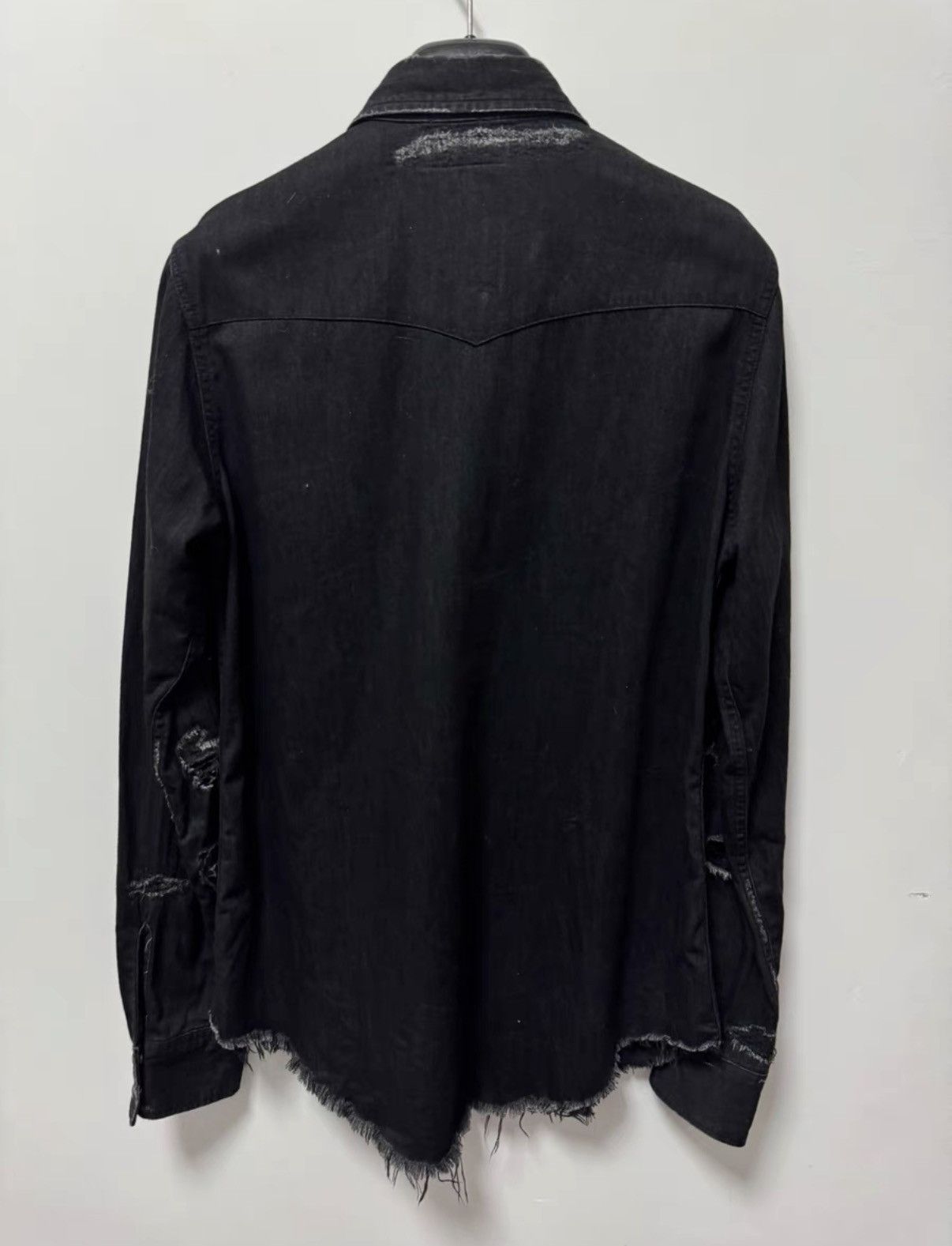 Saint Laurent Paris SLP 16SS Runway Cat's Eye Distressed Frayed Denim Shirt Size US S / EU 44-46 / 1 - 2 Thumbnail