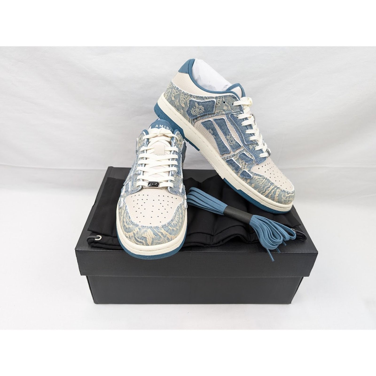 Amiri o1rshd1 Skelton Low-Top Sneakers in Natural/Denim Size US 11 / EU 44 - 20 Thumbnail