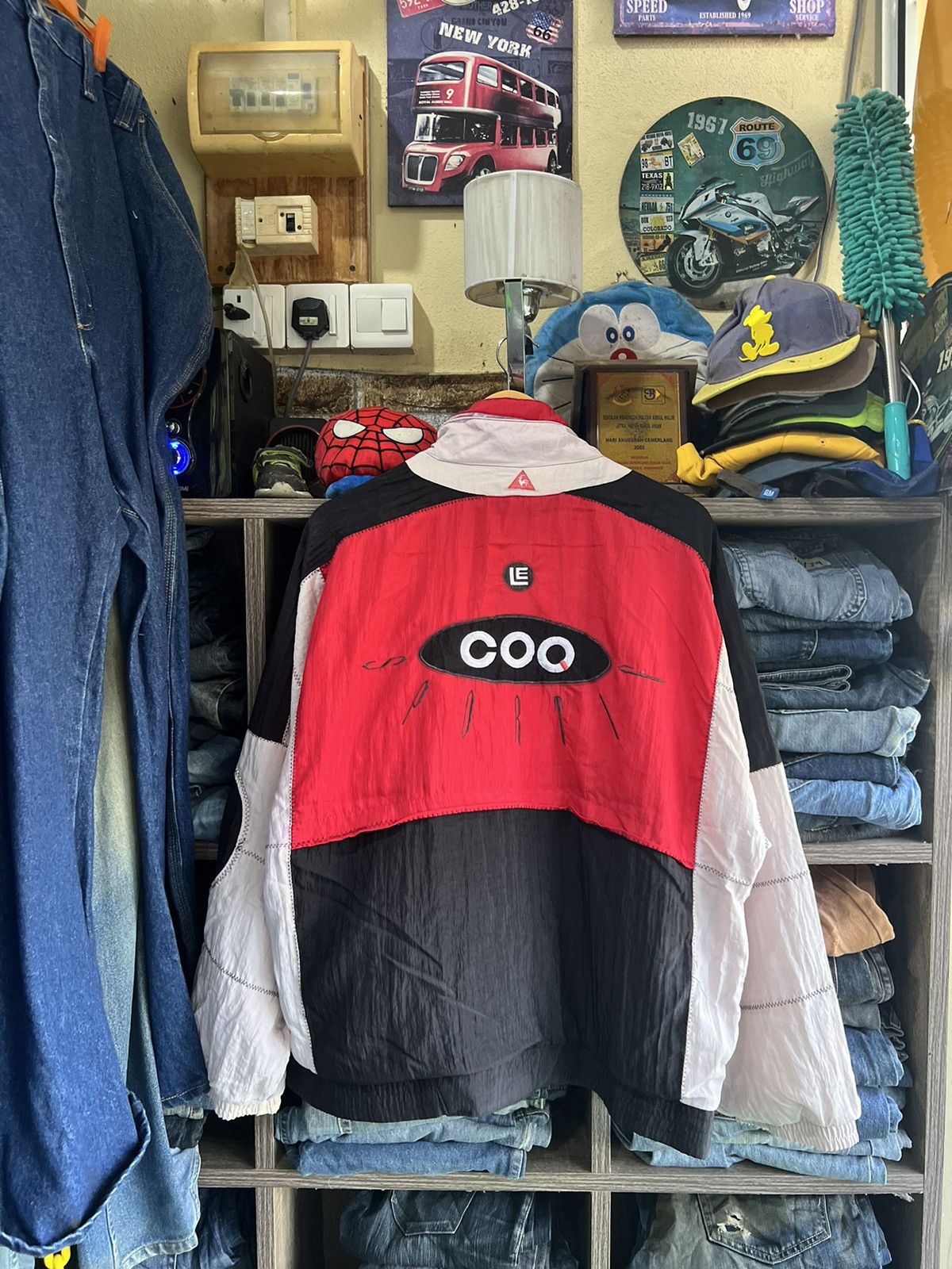 🔥Rare Le Coq Sportif Pathwork Coogi Style Zipper Jacket