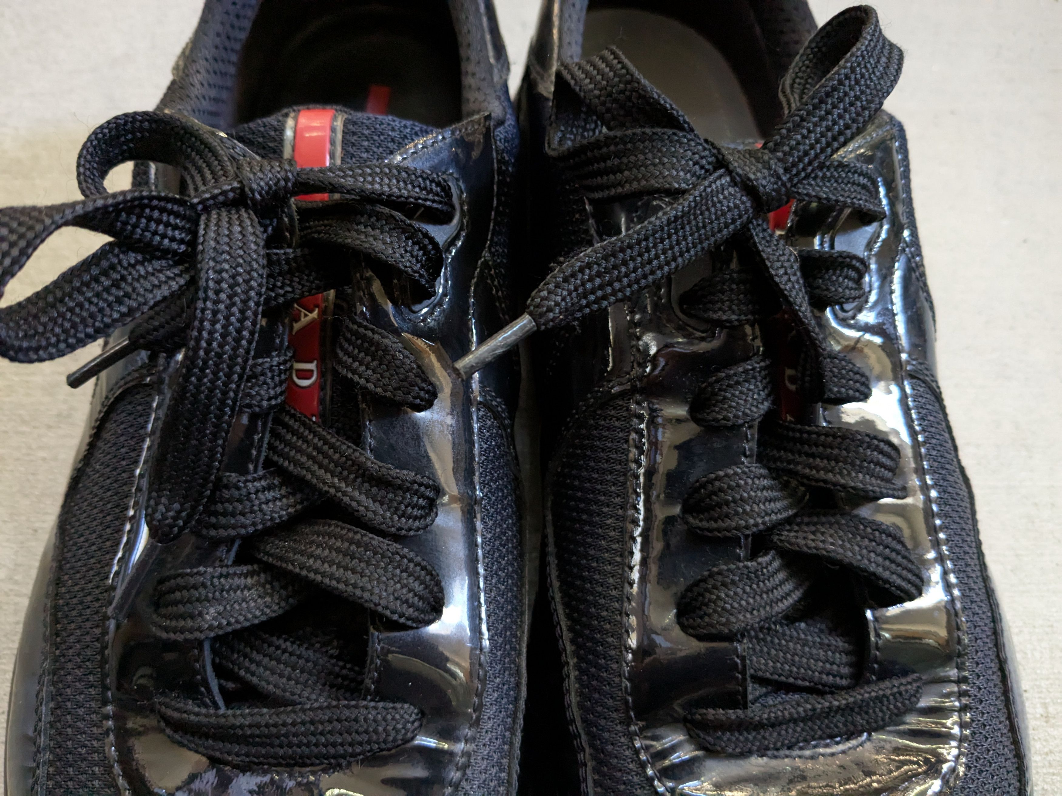 Prada Prada America's Cup Black Patent Leather Red 11.5 Low Tops Size US 11.5 / EU 44-45 - 4 Thumbnail
