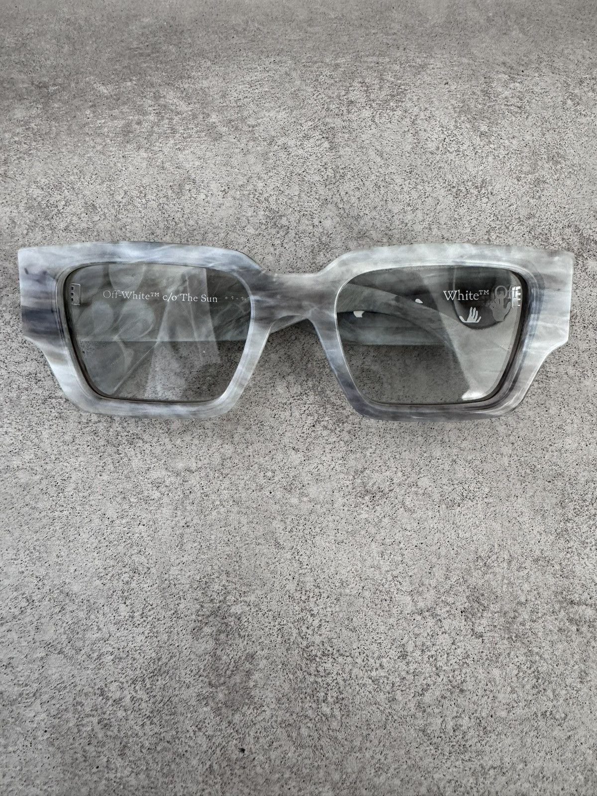 off white virgil Marble Gray Square-Frame Sunglasses Shop the Off-White collection in store or online  main image 4