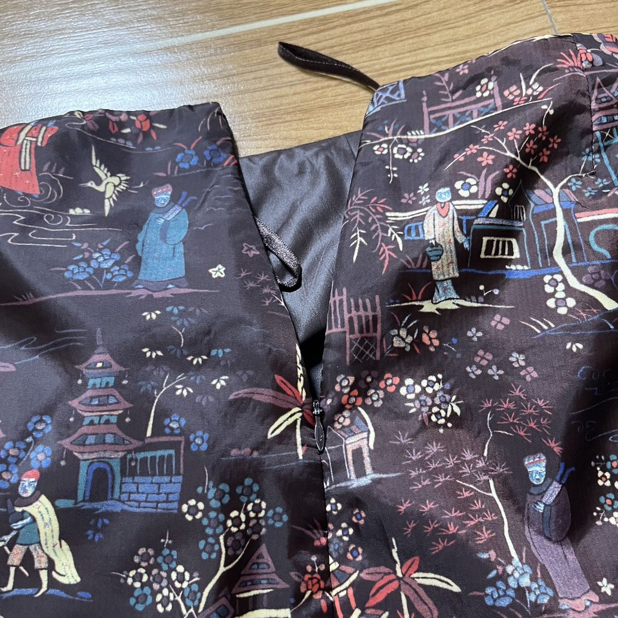 Vivienne Tam Vintage Vivienne Tam Chinese Ethnic Printed Skirt Size 31" - 8 Thumbnail