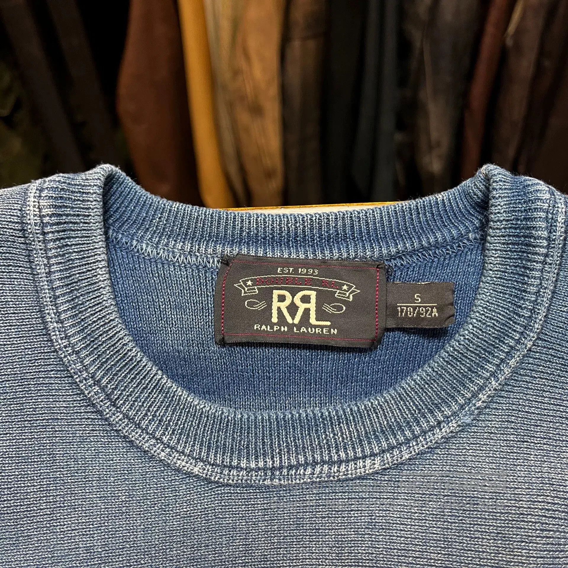 RRL Ralph Lauren RRL Indigo Wash Long Sleeve Knit Shirt. Size US S / EU 44-46 / 1 - 4 Thumbnail
