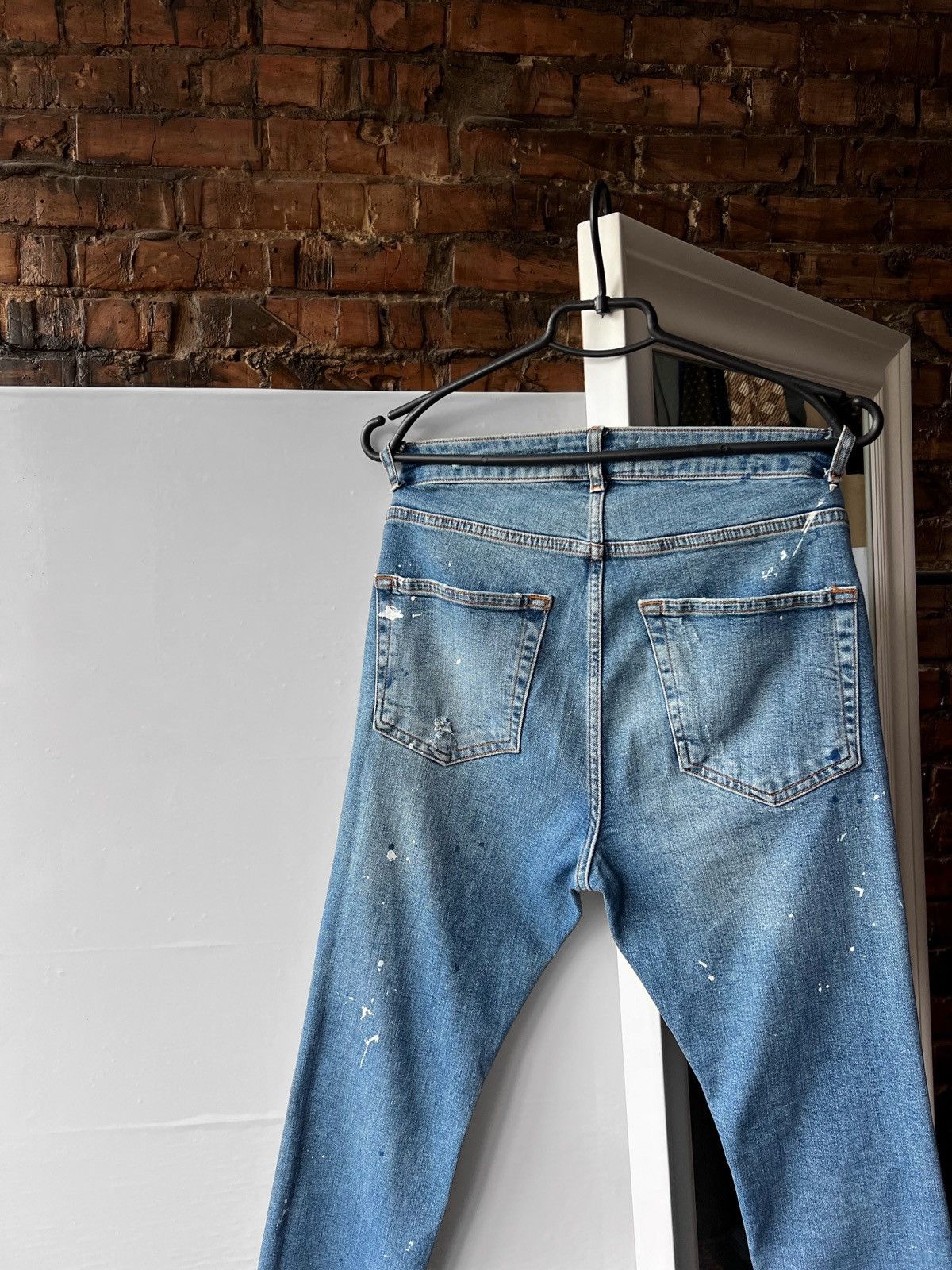 Zara Zara Man Distressed Blue Denim Slim Stretch Jeans Button Size US 30 / EU 46 - 4 Thumbnail