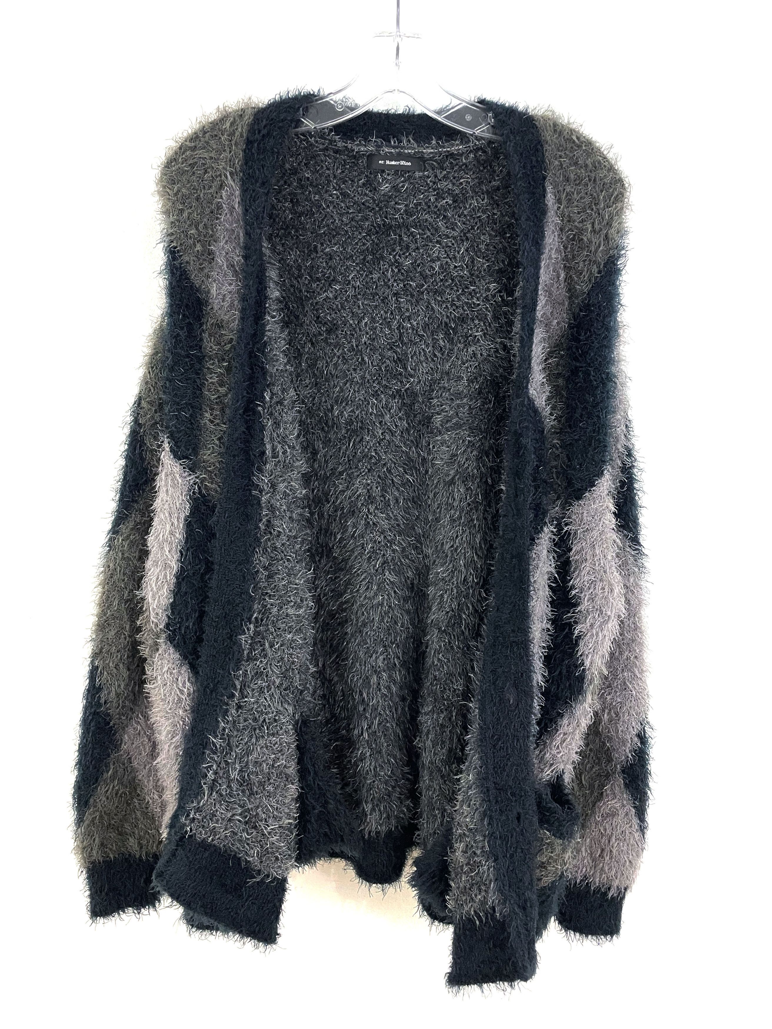 Number (N)ine Fuzzy Argyle Cardigan Size US XL / EU 56 / 4 - 5 Thumbnail
