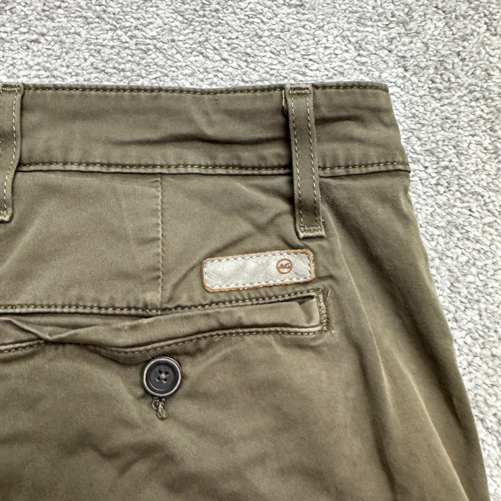 Vintage AG Adriano Goldschmied Jamison Sueded Chino Pants Mens 30R Green Straight Leg Size 30" / US 8 / IT 44 - 3 Thumbnail
