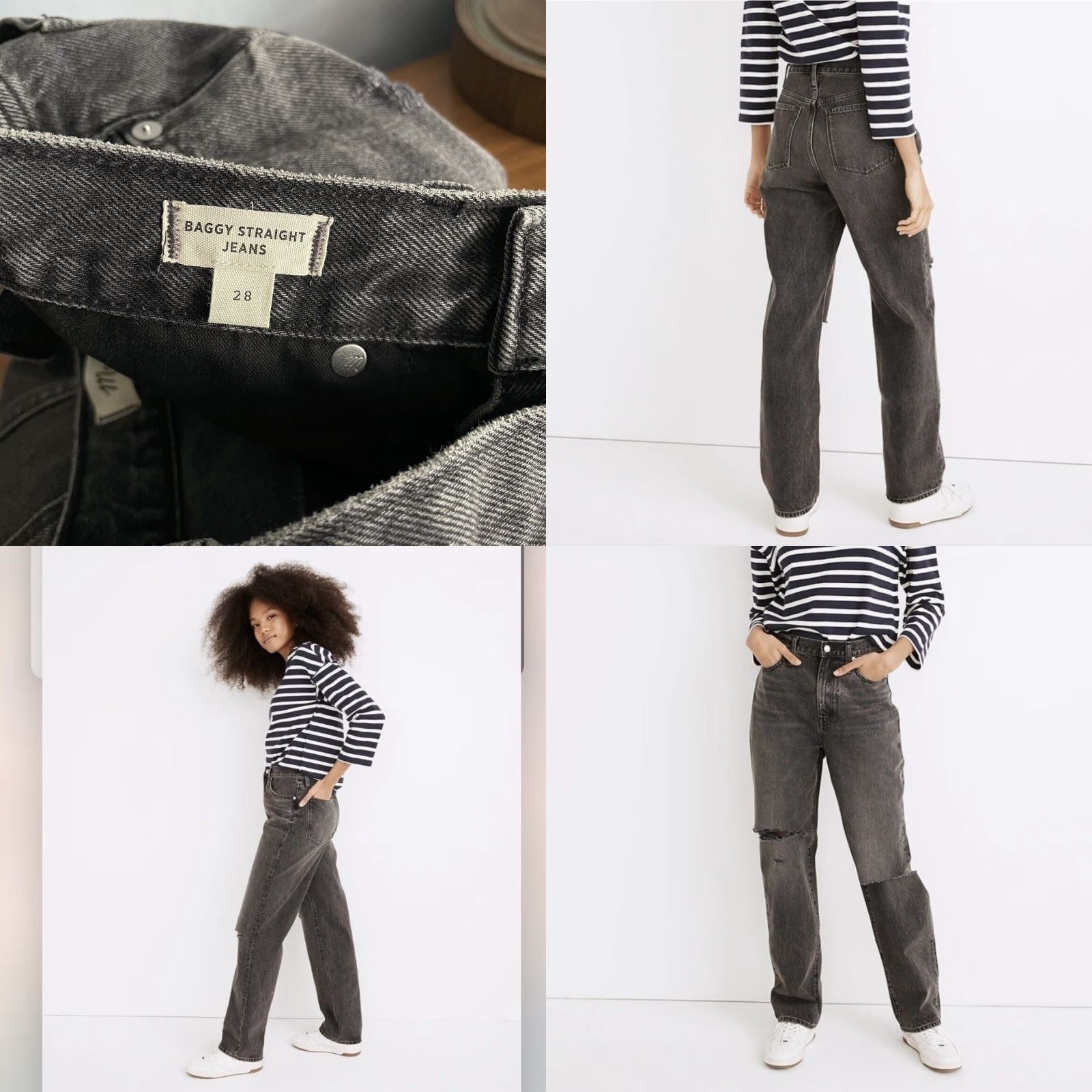 Madewell Madewell Baggy Straight Jeans Cavell Wash Ripped Edition Size 28 Size 28" / US 6 / IT 42 - 8 Thumbnail