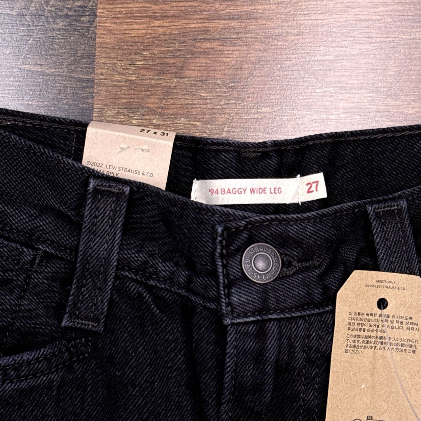 Levi's VINTAGE Levis 94 Baggy Wide Leg Jeans Womens 27 Black 27x31 Mid Rise New Size 27" / US 4 / IT 40 - 4 Thumbnail