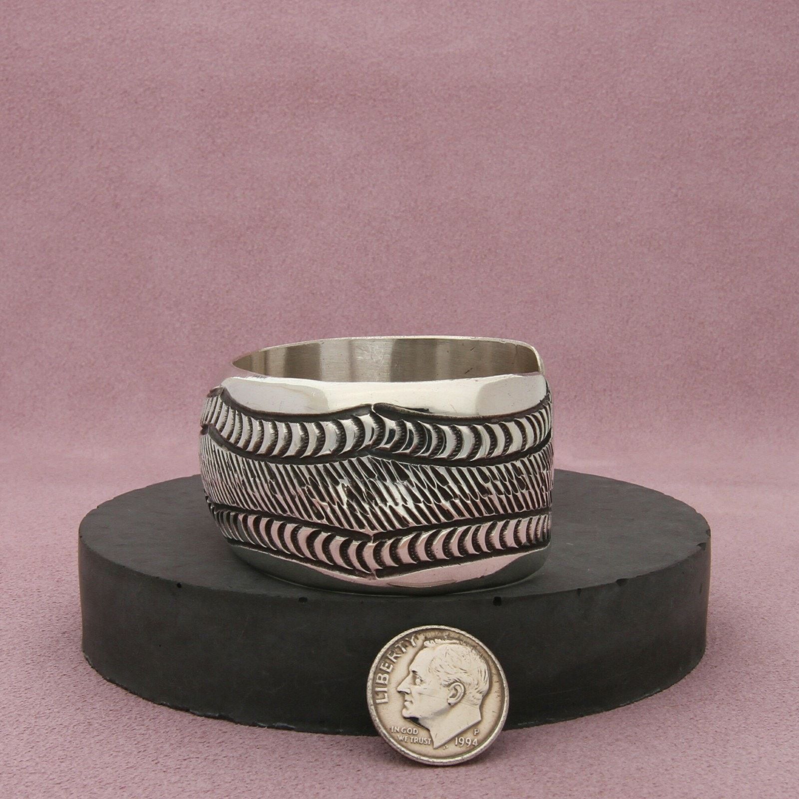 Native navajo sterling silver signed cuff bracelet size 6.5in Size ONE SIZE - 2 Thumbnail