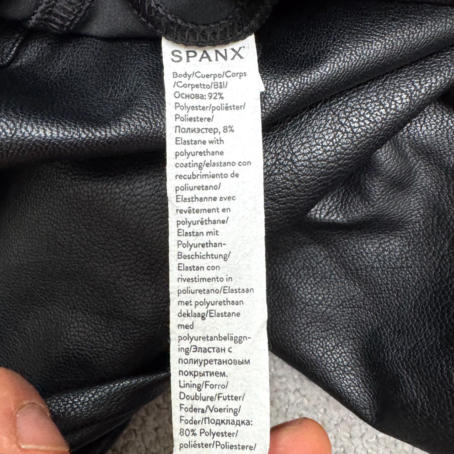 Spanx Spanx Leggings Pants Womens Large Black High Rise Stretch Ankle Leather Look: Faux Leather Type, 26.5 Inseam, Polyester Blend, Regular Size L, Black Size 36" / US 14 / IT 50 - 7 Thumbnail