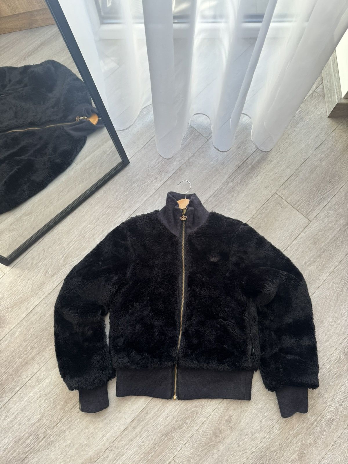 Adidas Vintage Y2K Adidas Faux Fur Down Brown Bomber Jacket Utility Size US L / EU 52-54 / 3 - 1 Thumbnail