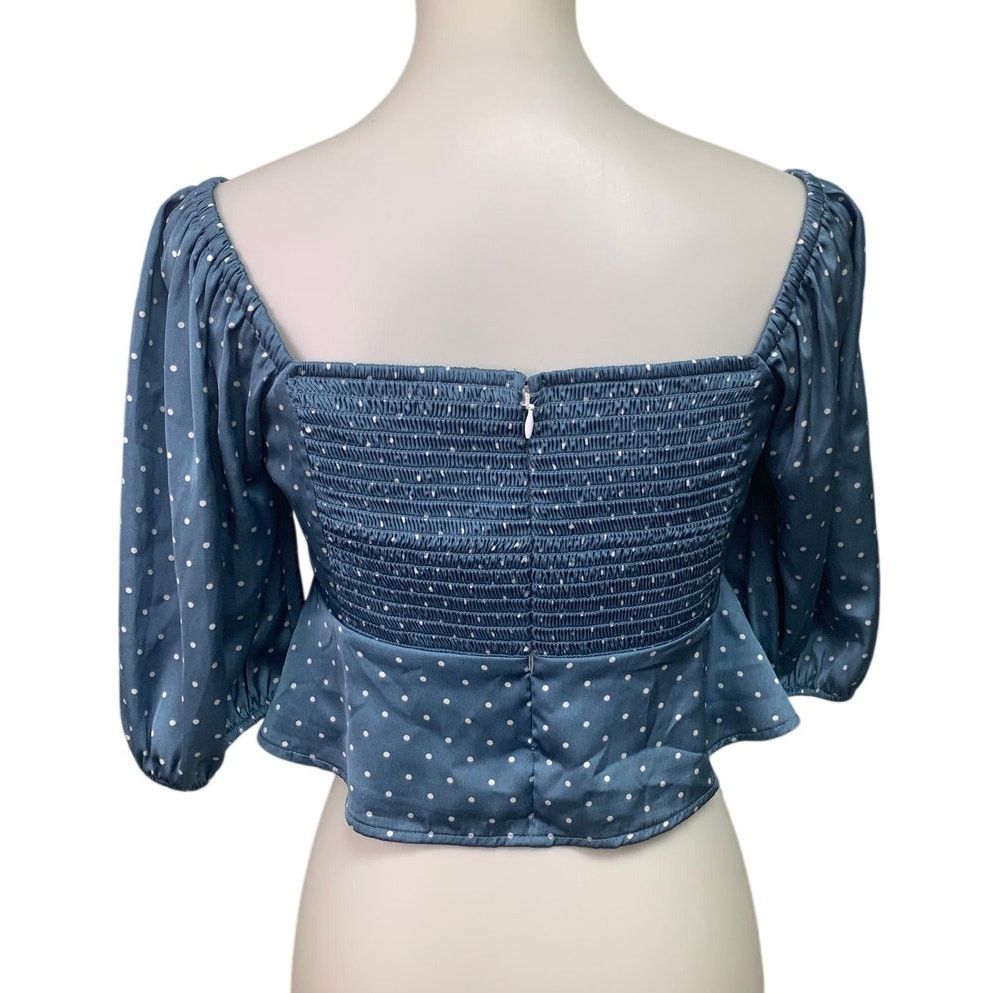 American Eagle Outfitters New American Eagle Womens Medium Puff Sleeve Zip Top Size M / US 6-8 / IT 42-44 - 4 Thumbnail