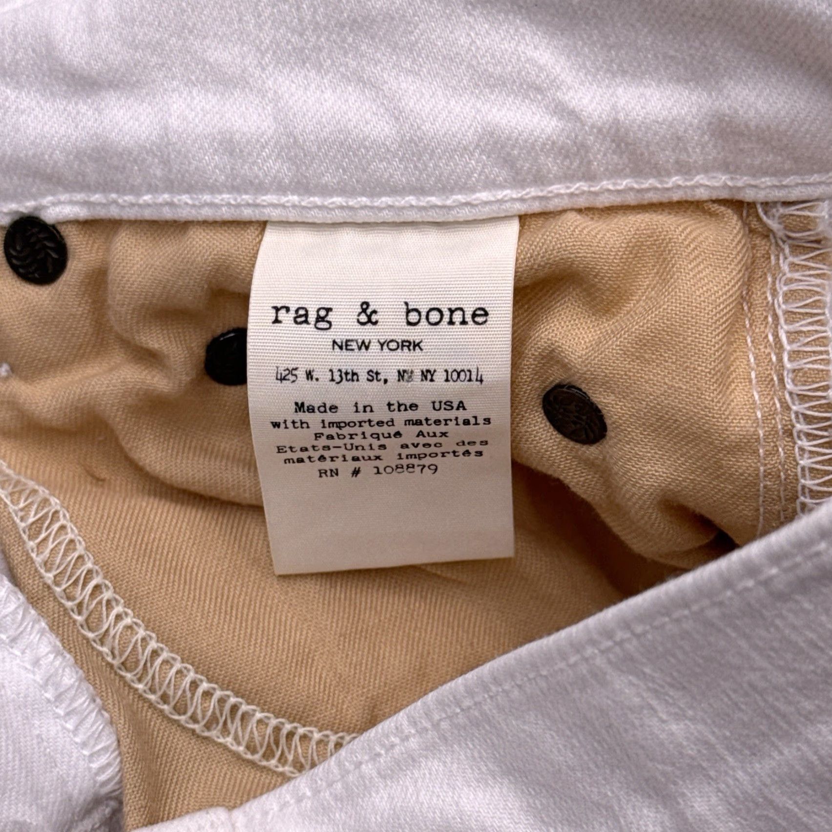 Rag & Bone Rag & Bone Capri Jeans Womens 24 White Distressed Stretch Slim 5-Pocket Denim City USA Zip Button Short Inseam 25.5 in Size 42" / US 20 - 7 Thumbnail
