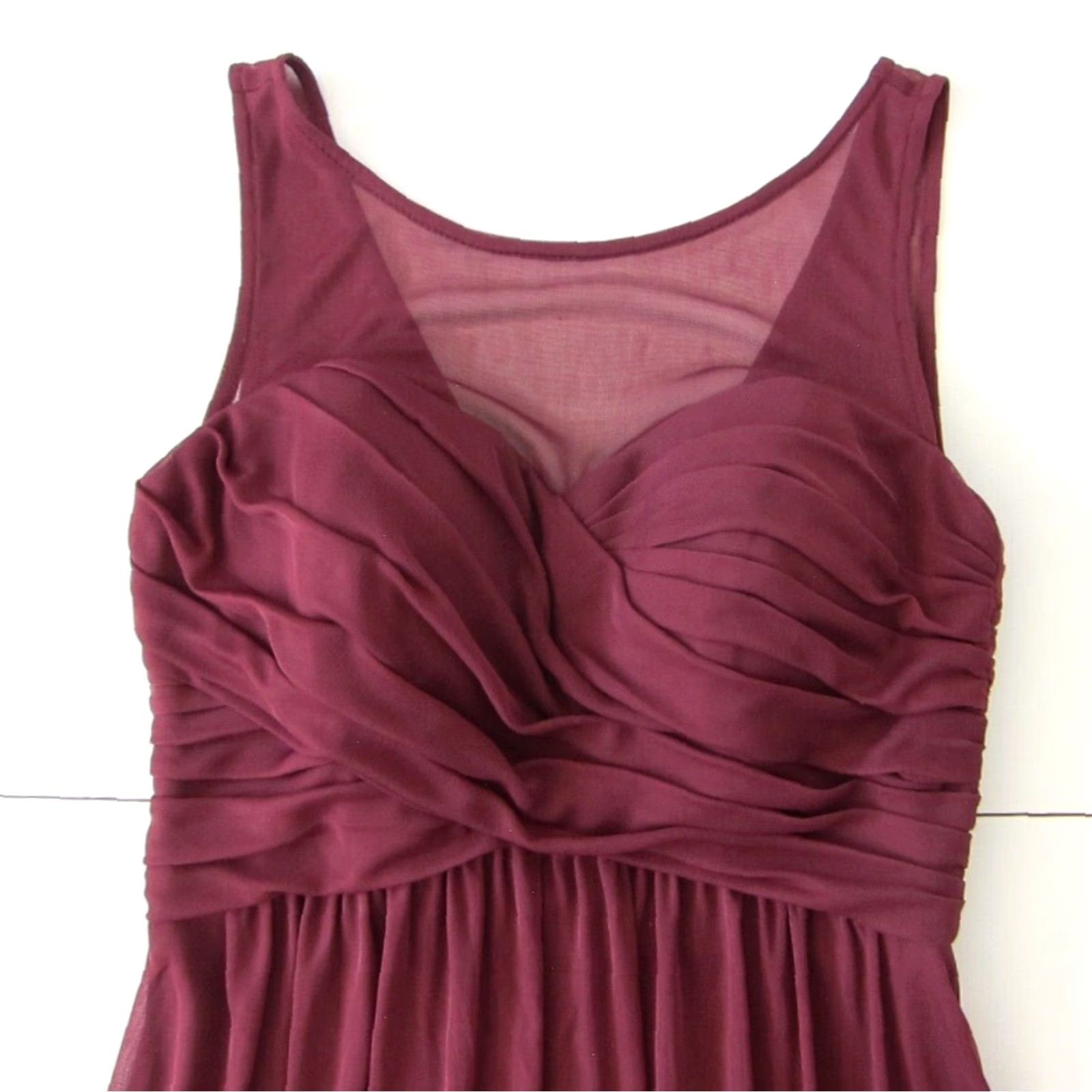 Vintage VINTAGE David's Bridal Red Maroon Stretch Lace Ruched Long Maxi Gown Party Dress Size 6 Size M / US 6-8 / IT 42-44 - 3 Thumbnail