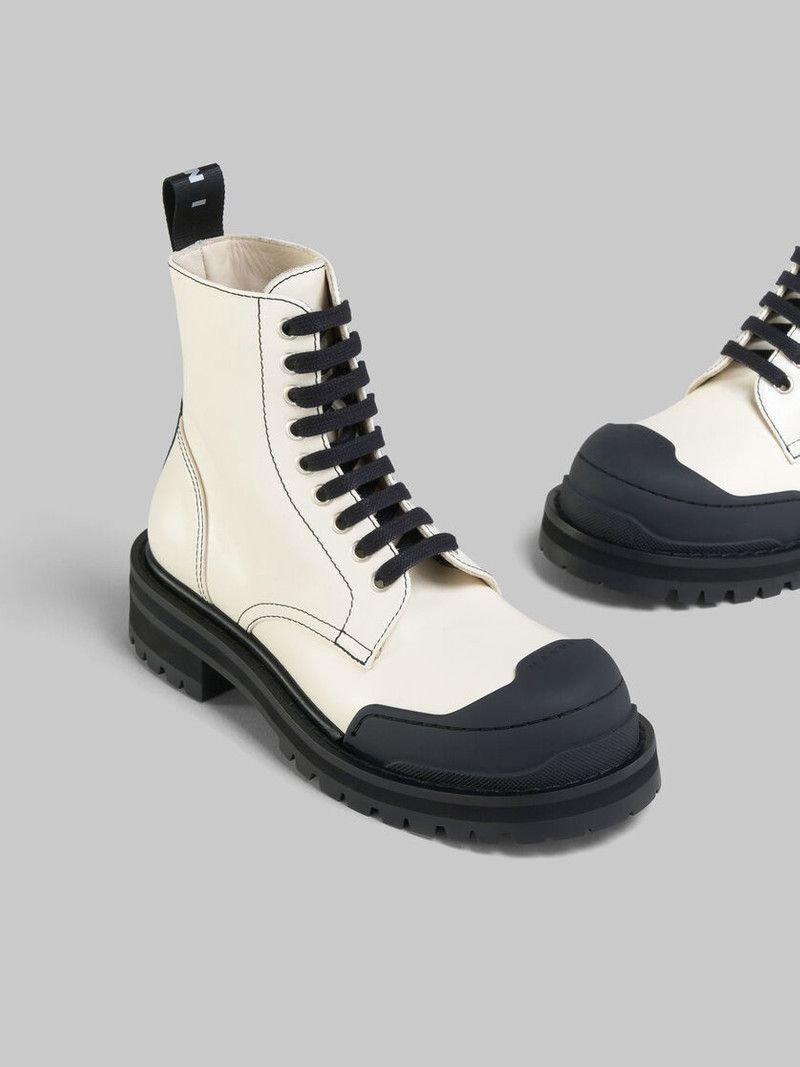 Marni o1w1db11125 Leather Dada Army Combat Boot in White Size US 7 / IT 37 - 4 Thumbnail