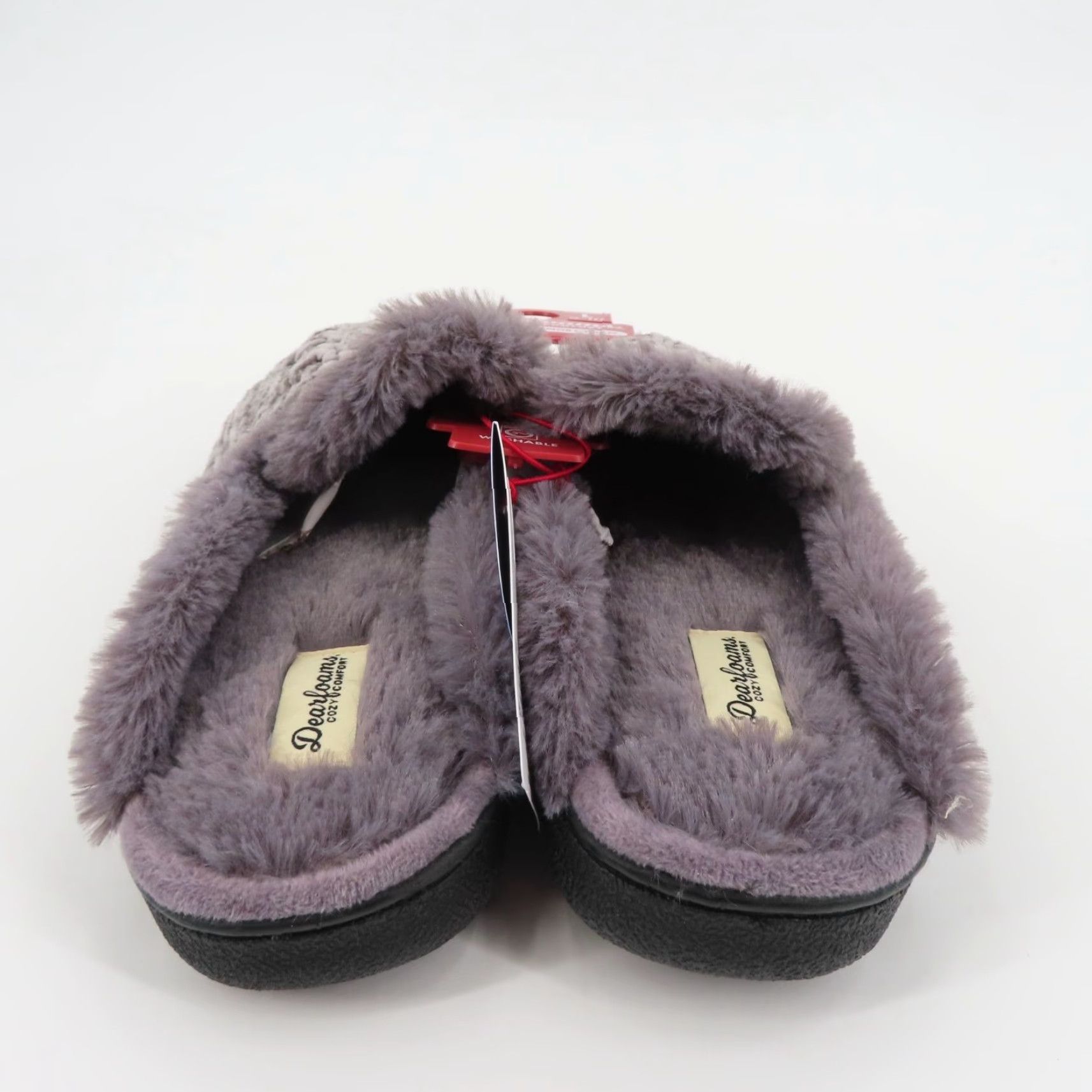 Vintage Dearfoams Slippers Women Large 9-10 Grey Chenille Cable Knit Faux Fur Slide NEW Memory Foam Slide Slippers Womens Medium? Size US 9 / IT 39 - 5 Thumbnail