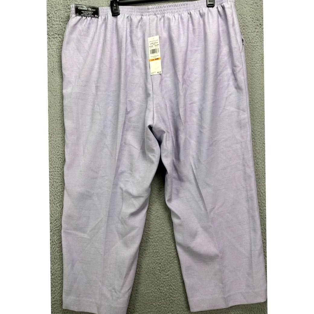 Vintage Alfred Dunner Pants Womens 24W Plus Light Purple Classic Fit Elastic Waist NEW Size 42" / US 20 - 2 Thumbnail