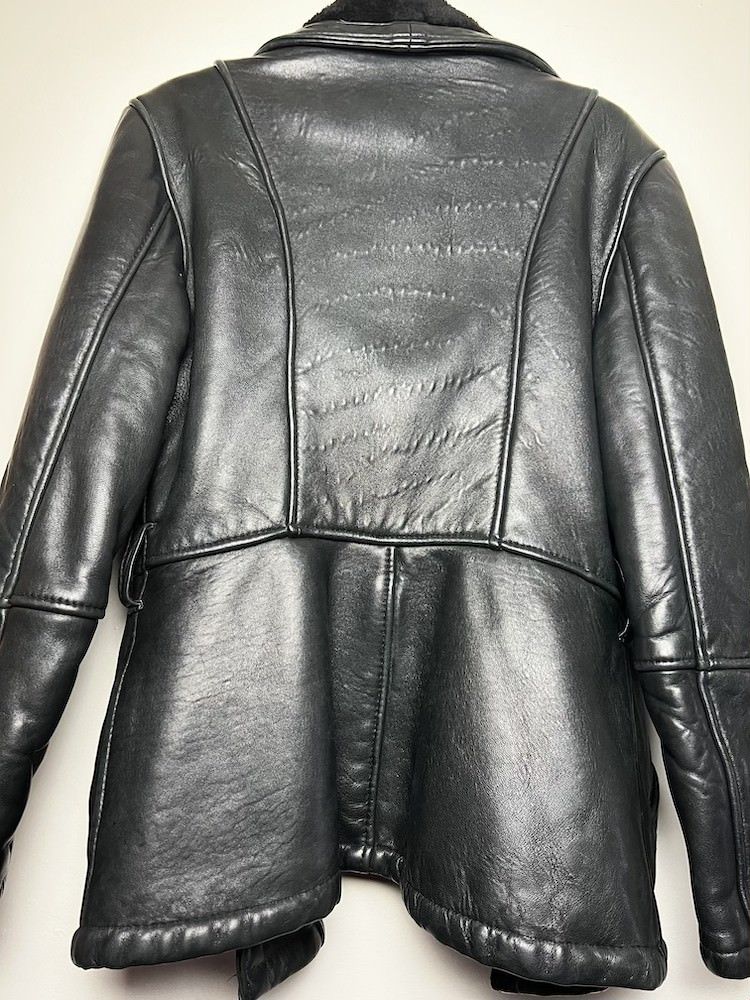 Vintage Vintage Blk Leather Jacket w Blk Shearling Lining - Coat Size US S / EU 44-46 / 1 - 7 Thumbnail
