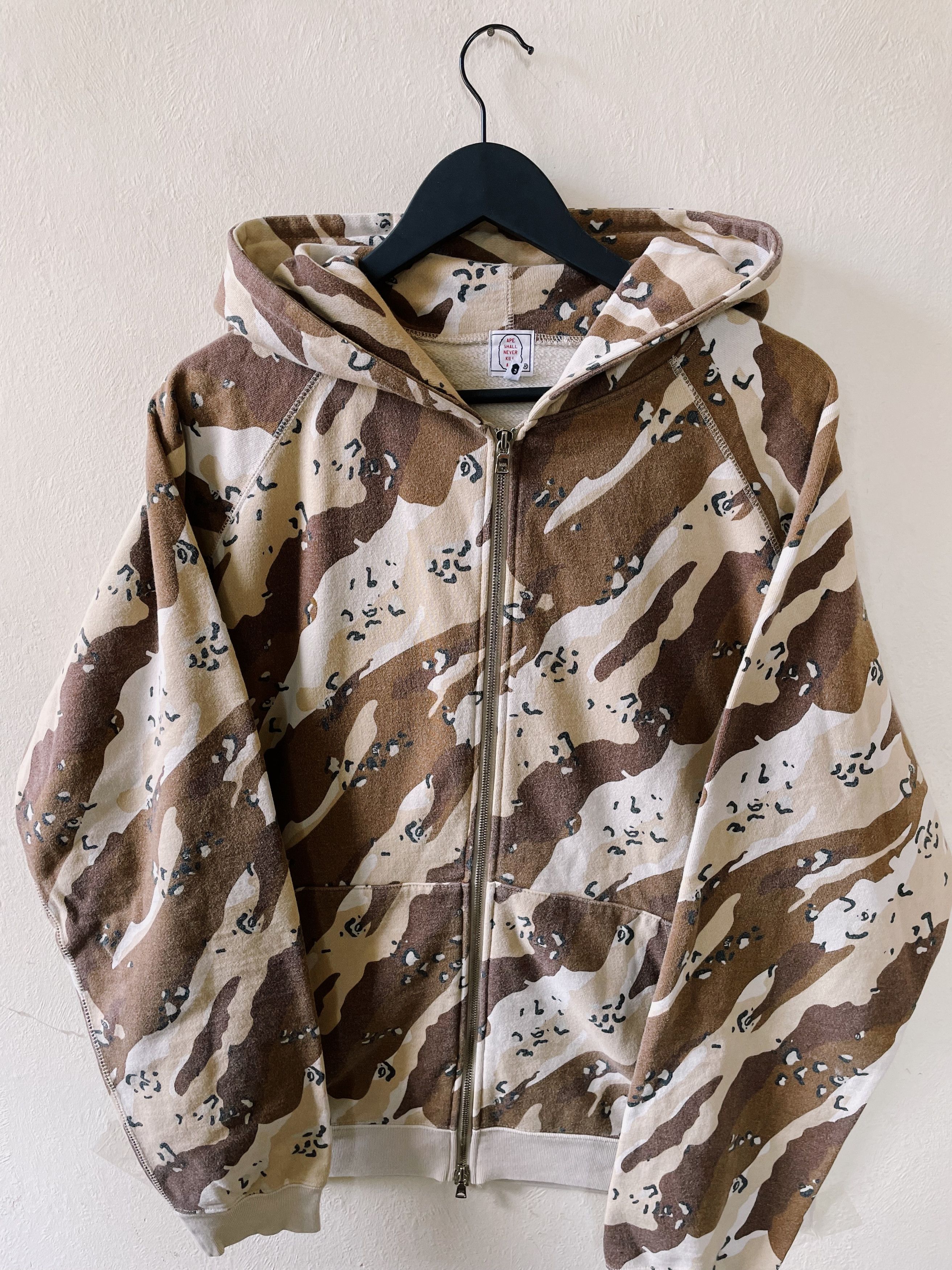 Pre-owned Bape X Nigo Vintage Y2k Bape A Bathing Ape Desert Camo Zip Hoodie In Cream/brown