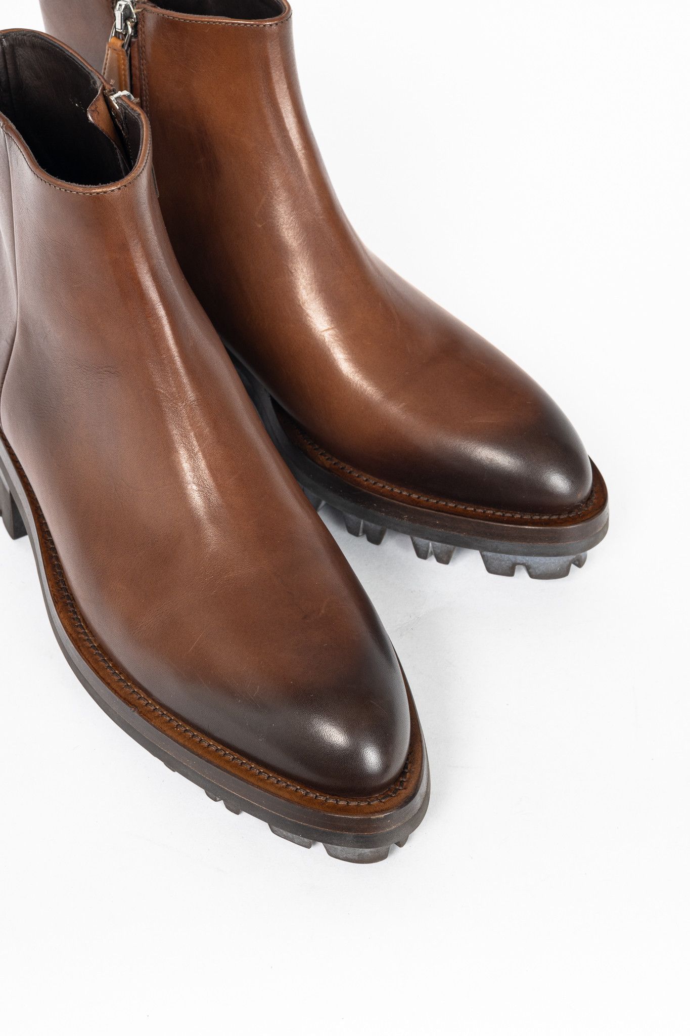 Prada Prada Brown Leather Zip Ankle Boots Size US 10 / IT 40 - 6 Thumbnail