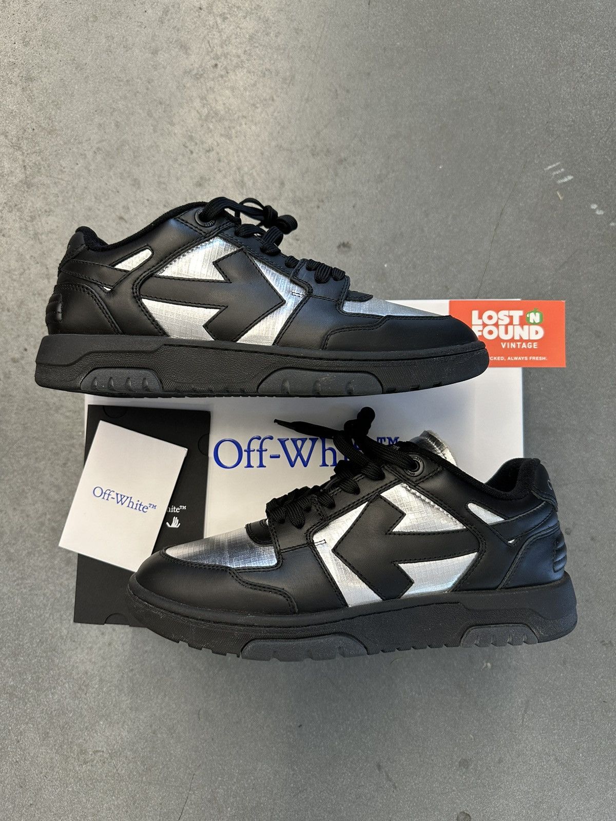 Off-White SS23 Off-White Slim Out Of Office Black/Silver Sneakers 41 Size US 9 / EU 42 - 2 Thumbnail