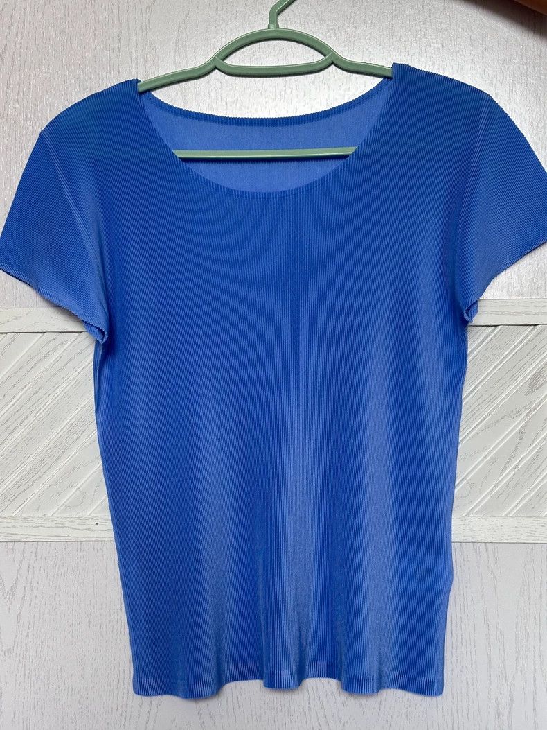 Issey Miyake Issey Miyake size:3 Blue pleated short-sleeved shirt Size XS / US 0-2 / IT 36-38 - 1 Thumbnail