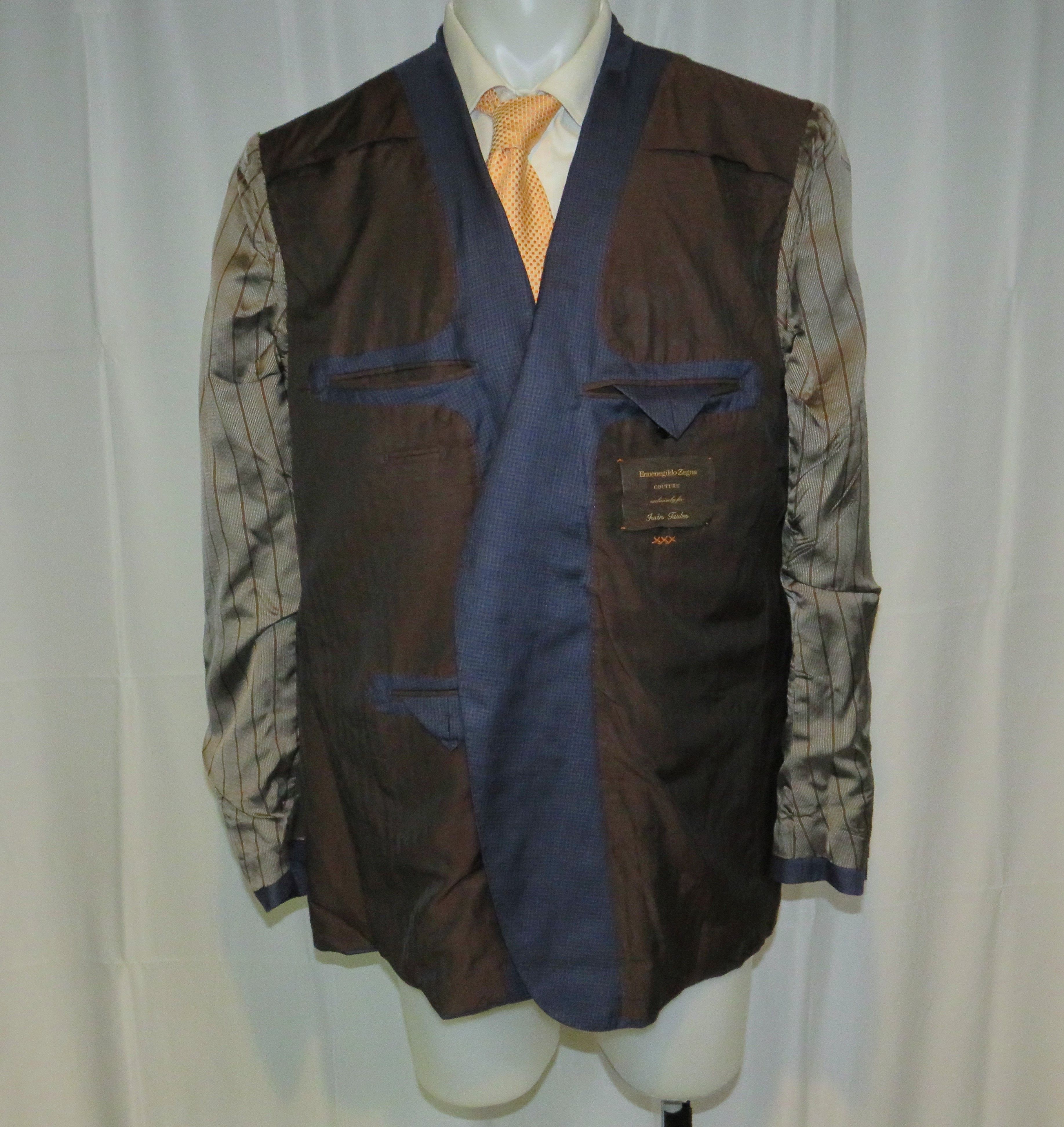 Ermenegildo Zegna Su Misura Couture Cashmere Blend Blue Check Sport Coat 50R Size 50R - 11 Thumbnail