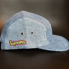 New Supreme Monogram S Logo Denim 6 Panel Hat Blue camp bogo box