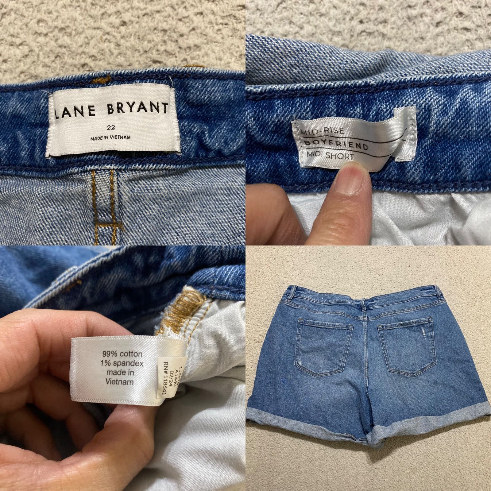 Vintage VINTAGE Lane Bryant Womens 22 Plus Jean Shorts Blue Denim Medium Wash Distressed Cuffed Sizes: 10 Size 32" / US 10 / IT 46 - 8 Thumbnail