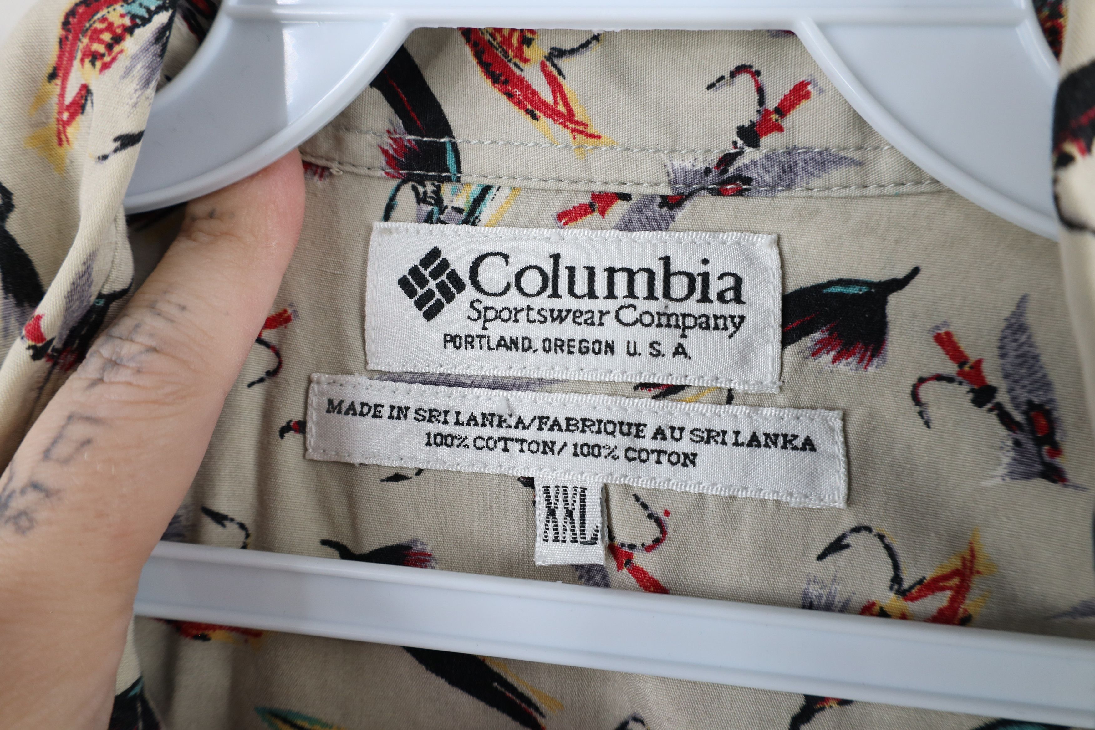 Columbia × Vintage Vintage 90s Columbia Over Print Short Sleeve Button Shirt Size US XXL / EU 58 / 5 - 6 Thumbnail