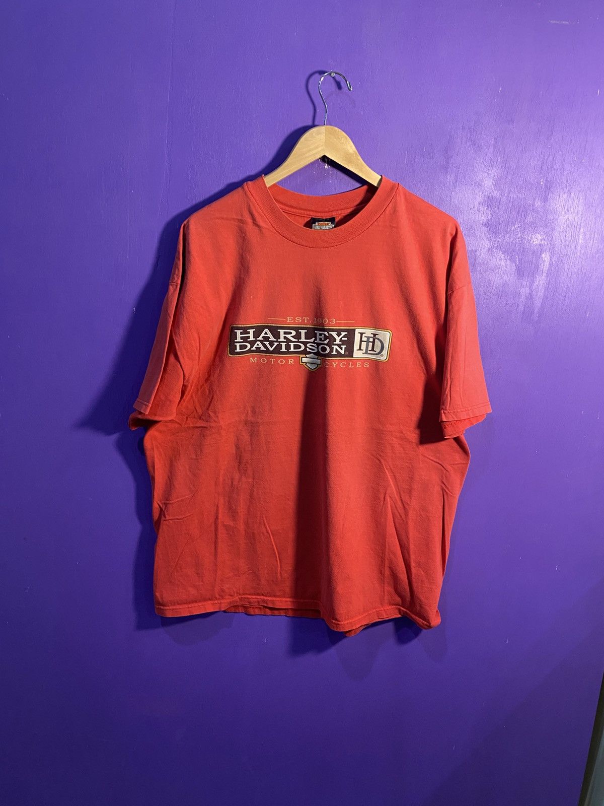 Harley Davidson Vintage 90s Harley Davidson box logo t-shirt Size US XL / EU 56 / 4 - 1 Thumbnail