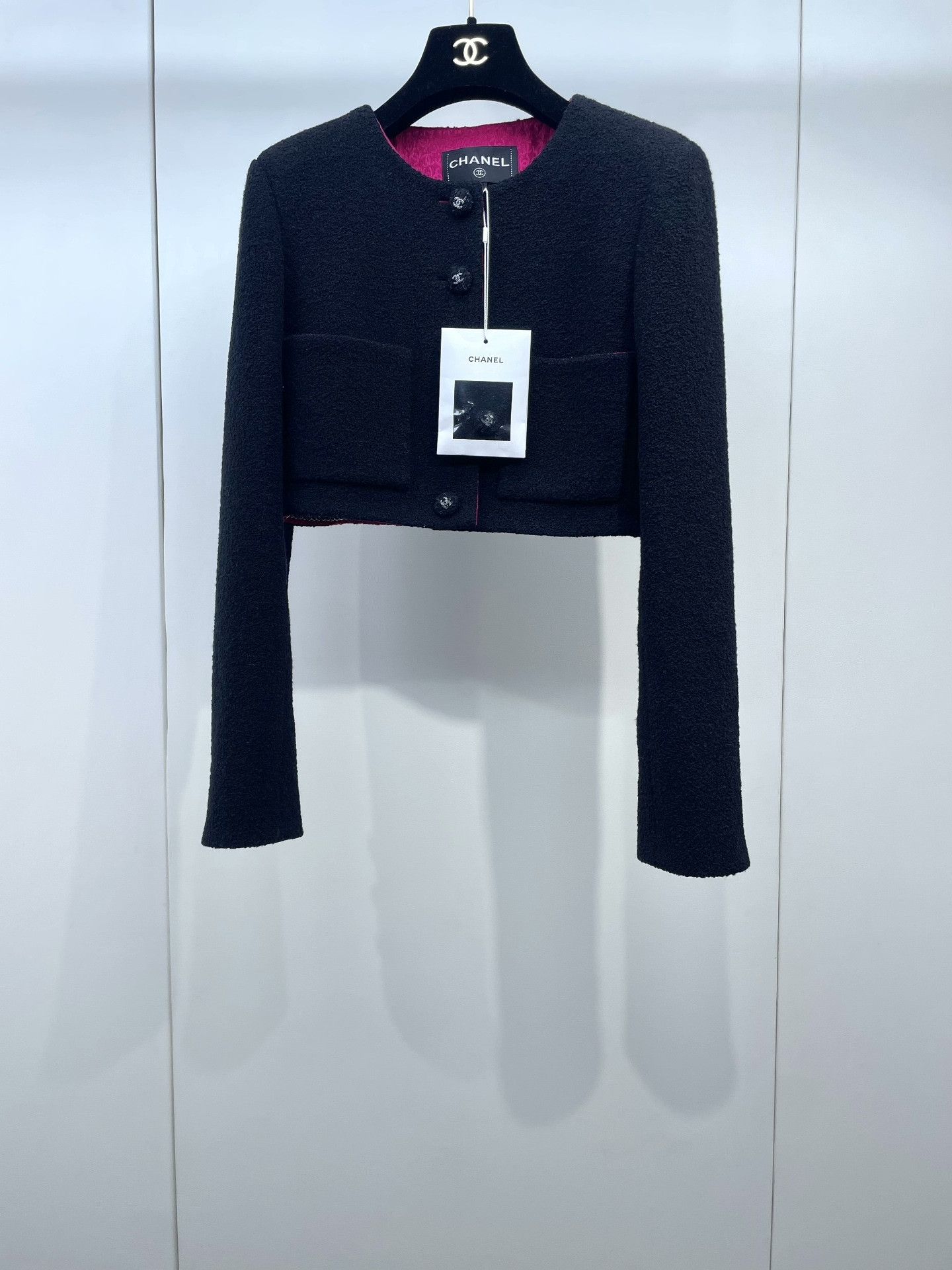 Chanel Chanel Black & Rose Red Short Coat Size XXS / US 00 / IT 34 - 1 Thumbnail