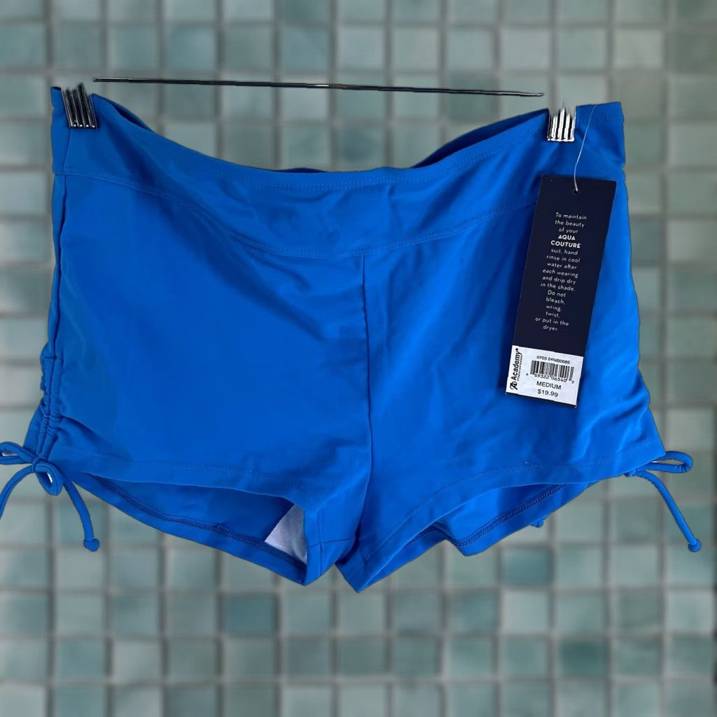 AQUA Aqua Women's Medium Blue Swim Bottoms Bikini Brief Trunks Side Ruched Quick Dry Spandex Nylon Accessories Size ONE SIZE - 1 Thumbnail