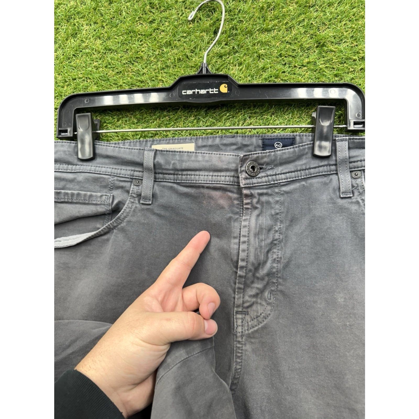 Vintage Adriano Goldschmied The Graduate Tailored Leg Chino Stretch Pants Mens 38x32 Gray Cotton Blend 5-Pocket Regular Straight Classic Size US 38 / EU 54 - 7 Thumbnail