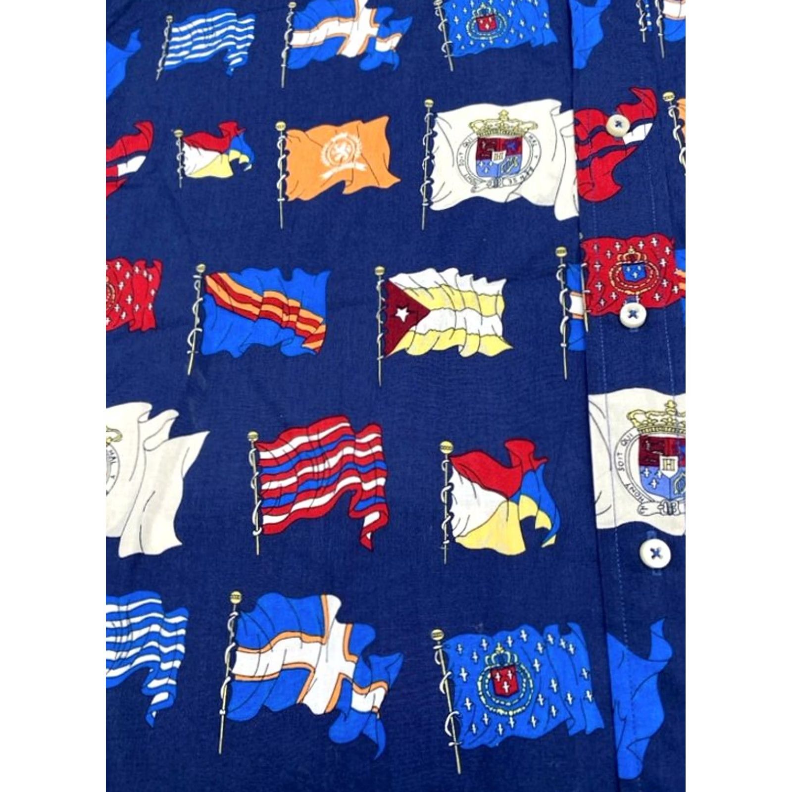 Tommy Hilfiger Tommy Hilfiger Shirt Short Sleeve Button Up Men's XL Blue All Over Print Flags Size US XL / EU 56 / 4 - 2 Thumbnail