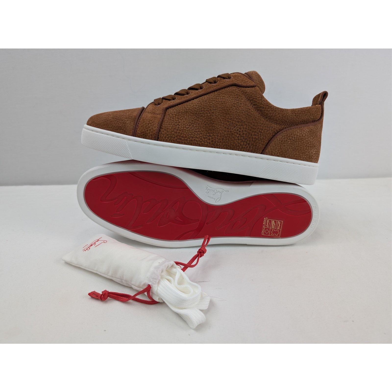 Christian Louboutin o1rshd1 Louis Junior Orlato Flat Shoe Sneakers Brown/White Size US 10 / EU 43 - 13 Thumbnail