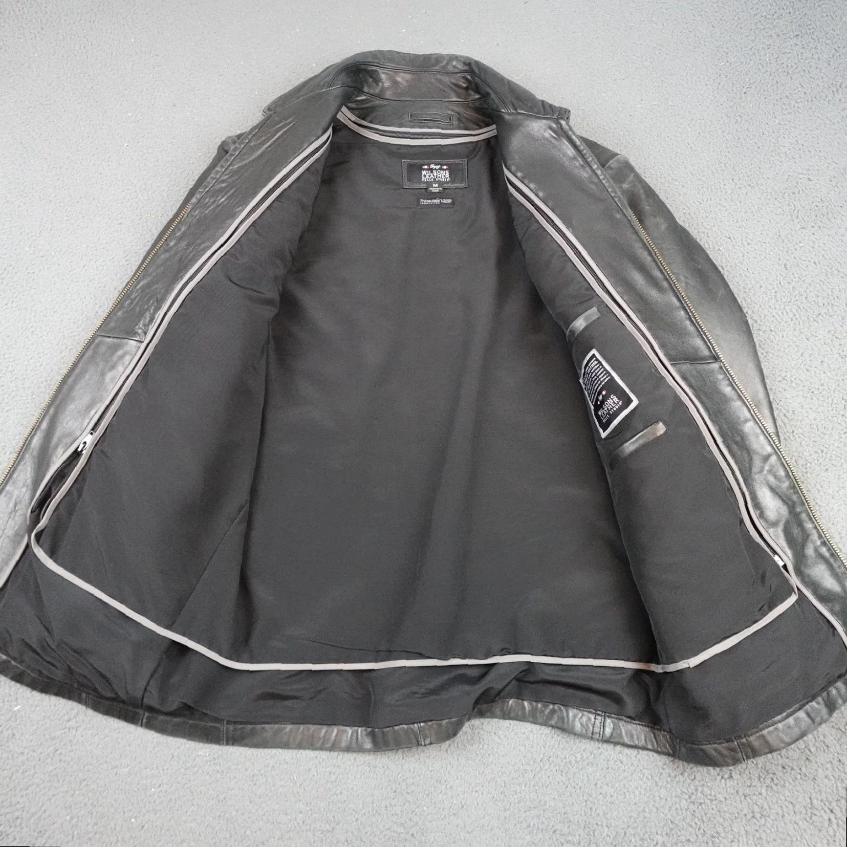 Vintage Wilsons Leather Jacket Mens Medium Black Thinsulate Overcoat Full Zip Insulated Size US M / EU 48-50 / 2 - 7 Thumbnail
