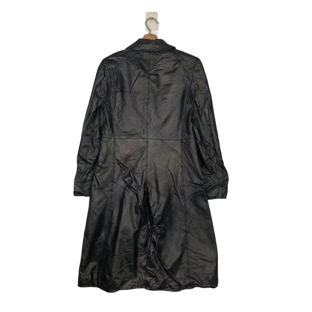 DKNY 📌Rich Black Vintage Leather Long Jacket DKNY Bondage Belted Size US M / EU 48-50 / 2 - 11 Thumbnail