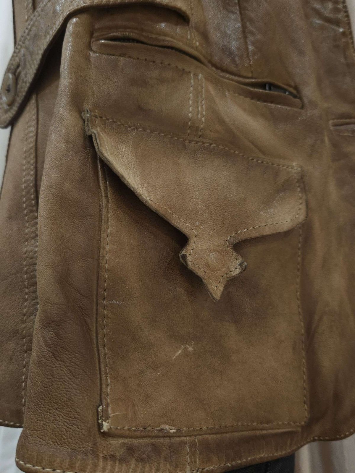 Vintage Super Soft Real Leather Distressed Patina Jacket By Blur Size M / US 6-8 / IT 42-44 - 13 Thumbnail