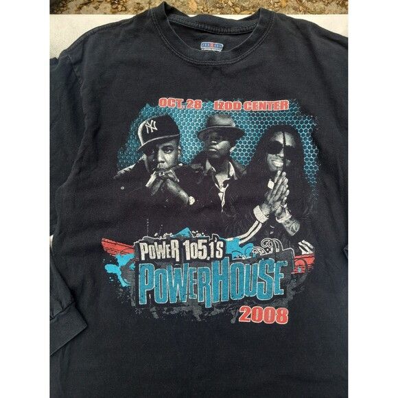 Rap Tees × Vintage Vintage Jay Z Lil Wayne Powerhouse Radio concert shirt 2008 Size US M / EU 48-50 / 2 - 6 Thumbnail