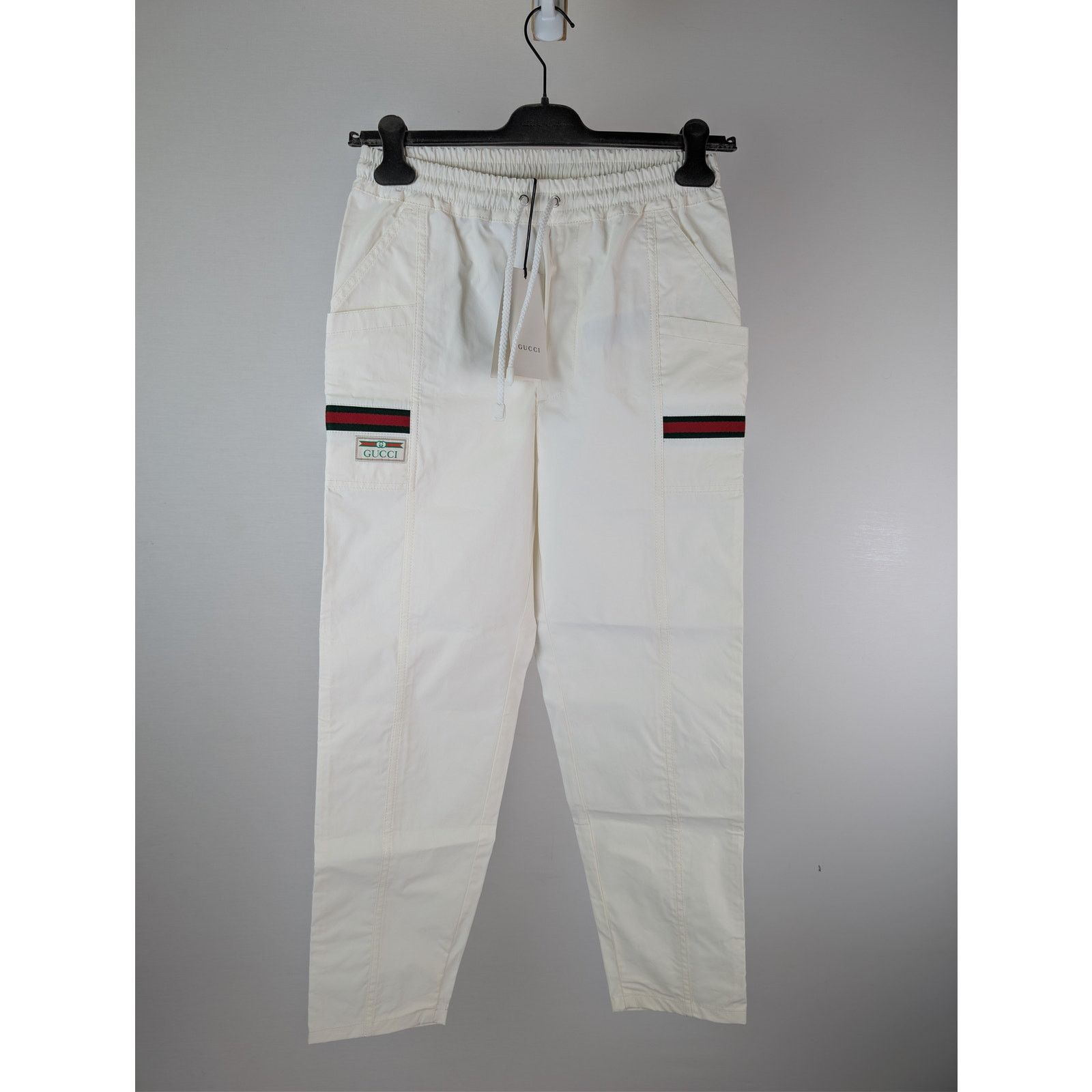 Gucci o1rshd1 Cotton Canvas W/Web Pants Trouser Sweatpants White Size US 44 / EU 60 - 9 Thumbnail